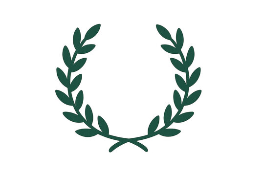 Laurel wreath, a symbolic crown of green leaves representing success, triumph, peace, and awards, on a transparent background