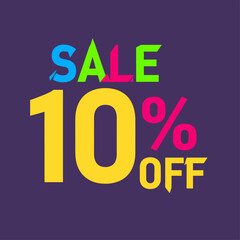 Sale 10% off discount promotion set made of numbers Vector Illustration