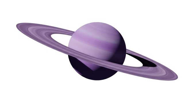 Purple planet with rings against a white background. - Powered by Adobe