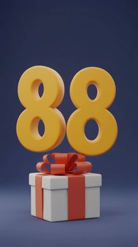 Number 88 with nicely wrapped gift box. Video for birthday or anniversary party