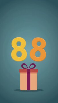 Number 88 with nicely wrapped gift box. Video for birthday or anniversary party