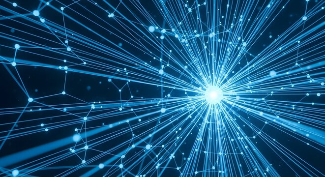 Abstract blue network connections background, artificial intelligence concept