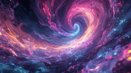 Vibrant cosmic swirl nebula with pink and blue hues