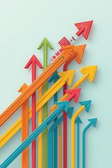 Colorful arrows pointing upwards representing growth and success
