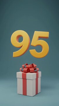 Number 95 with nicely wrapped gift box. Video for birthday or anniversary party