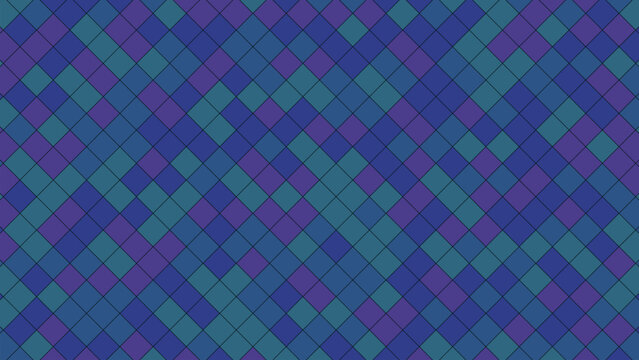 Geometric pattern of interlocking diamond shapes in shades of blue and purple