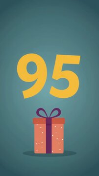 Number 95 with nicely wrapped gift box. Video for birthday or anniversary party