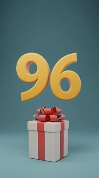 Number 96 with nicely wrapped gift box. Video for birthday or anniversary party
