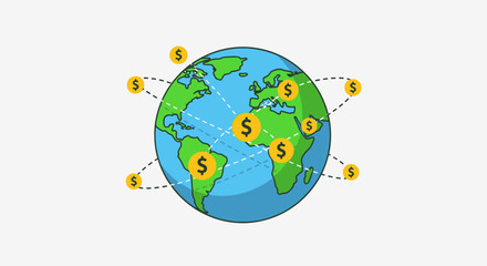 Fototapeta premium Global finance concept with dollar signs around earth