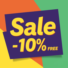 Sale 10% off colorful sale text