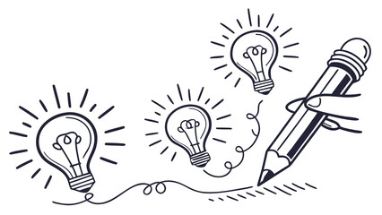 Sketching Innovative Ideas with Pencil Power: A Creative Spark for Business, Education, and Design Projects, Originally a Scalable Graphic Art