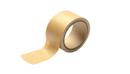 Brown Tape Roll Ready for Action: A close-up shot of a roll of brown tape, perfectly rolled and ready for use. This versatile adhesive is ideal for various tasks and projects.