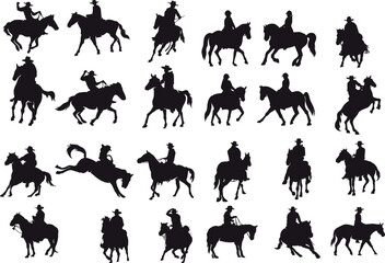 Cowboy and Horse Riders Silhouettes Collection