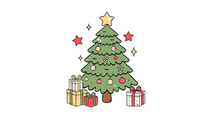Christmas Tree Vector Illustration | Festive Holiday Decoration | New Year Celebration Design