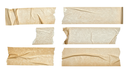 Adhesive Tape: Set of vintage adhesive tapes arranged. Capture the texture and character of the old tapes with its warm, earthy tones.