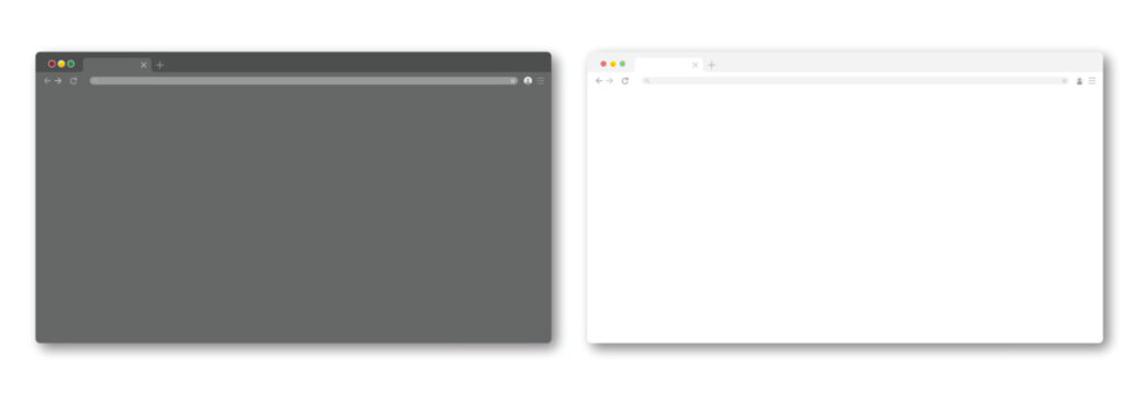 Minimal Website Browser Window Mockup with Realistic UI Frame, Clean Web Layout Template for UX/UI Design, Landing Page Presentation, and Digital Interface Showcase &mdash; Vector Illustration
