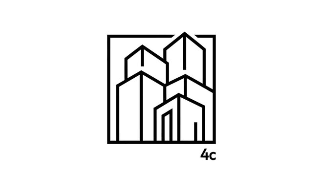 Modern building outline with 4c logo