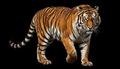 Majestic Siberian Tiger on Black Background