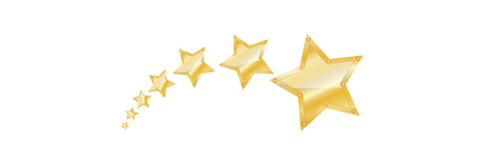 Seven bright golden stars, from the smallest star to the largest star.