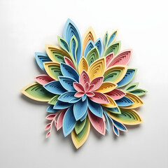 Paper art flower with colorful layered petals creating beautiful three dimensional shape