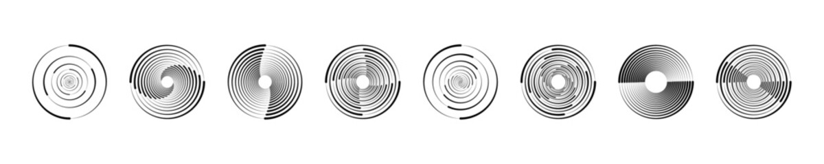 Round dotted frame, circles pattern border and abstract halftone graphic design vector PNG set. Dotted circle, vintage abstract dot halftones frames and random dots circles.