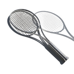 Wireframe tennis racket isometric view with shadow on white background sport