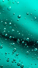 oil drops on water on blue background