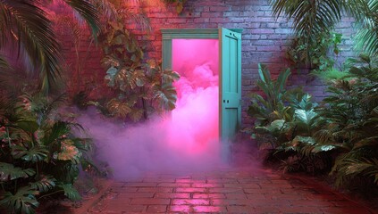 A vibrant, surreal doorway