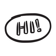 Hi symbol, hand drawn message icon element symbol for greeting in a glyph style illustration