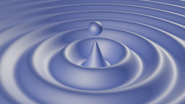 3D Rendered Geometric Harmonic Waves of Motion, Abstract Waterdrop