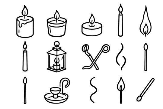 Icon candlelight candle light tea trimmer vector curl set votive tall lantern