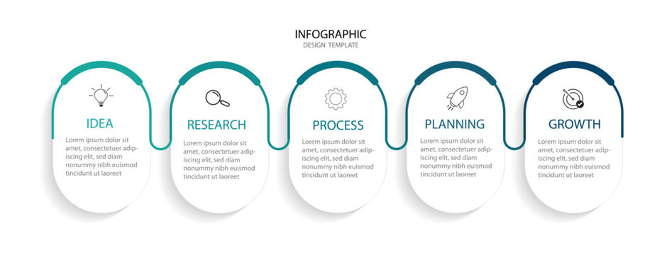 business infographic template whit 5 steps