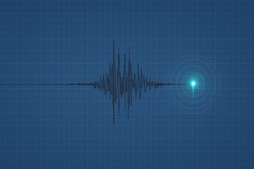 Seismic wave graph showing earthquake activity on a grid