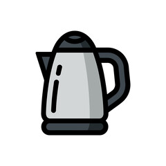 Electric kettle icon on White Background Vector Art Illustration on white background.