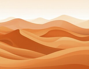 Desert landscape illustration with sand dunes and a gradient sky in warm earthy tones