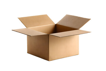 An Open Empty Cardboard Box Ready for Packing and Shipping on a Black Background Reveals its Brown Interior