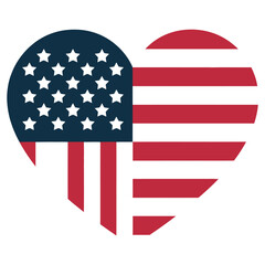 American flag heart shape isolated on white background, a symbol of patriotism and love for the united states of america