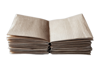 A stack of brown paper sheets opened and placed on a white background