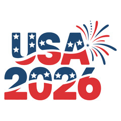Celebrating the 250th anniversary of the united states in 2026 with a patriotic design isolated on white background