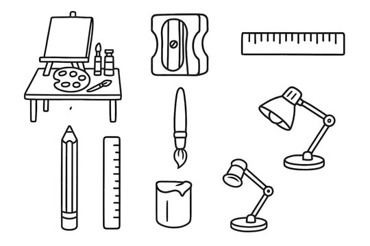 Sharpener workspace art brush ruler icon outline icons artistic vector station pencil