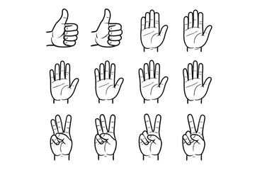 Outline icon stop gesture peace icons gestures communication wave hand signs doodle