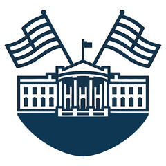Iconic white house with american flag waving in the wind, a symbol of american democracy and political power