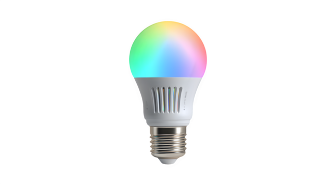Smart home lighting with vibrant color changing LED bulb for energy efficiency and modern decor