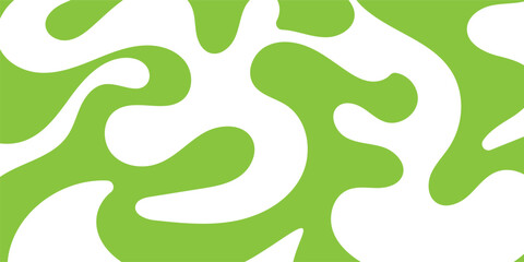 Bold Seamless Abstract Organic Pattern with Interlocking Fluid Shapes in Bright Green and White Colors