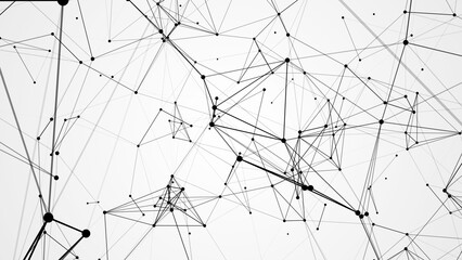 Abstract digital background of points, lines and triangles. Glowing plexus. Big data. Network or connection. Abstract technology science background.