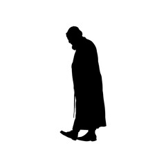 Orthodox jew silhouette, old man - vector illustration
