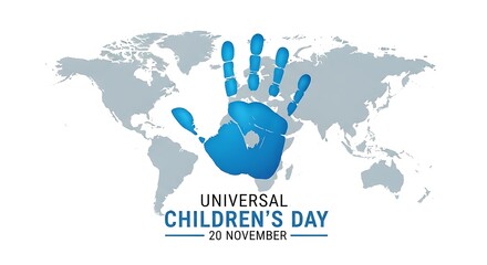 Blue handprint on world map for Universal Children's Day November 20 image