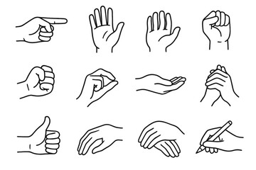 Icon gesture motion hand clasped hands palm waving holding icons resting vector