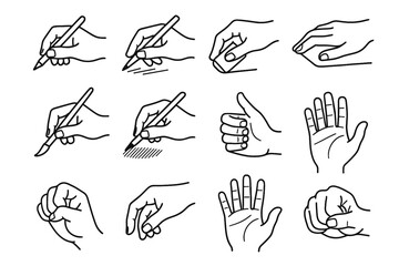 Pose hand table icons drawing motion wrist fist holding vector icon measuring