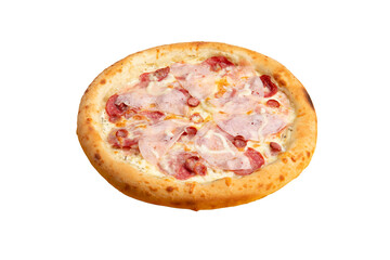 Pizza with ham. Transparent.